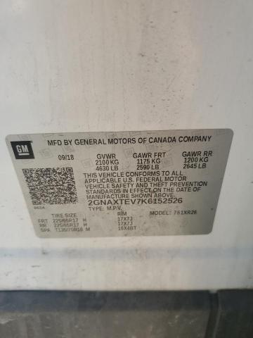 2GNAXTEV7K6152526 - 2019 CHEVROLET EQUINOX LT 白色 照片 14