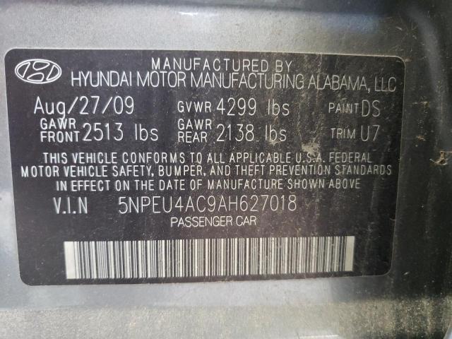 5NPEU4AC9AH627018 - 2010 HYUNDAI SONATA SE GRAY photo 12