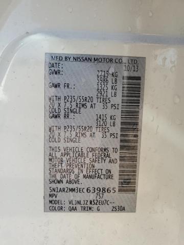 5N1AR2MM3EC639865 - 2014 NISSAN PATHFINDER S WHITE photo 13