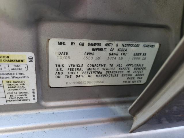 KL1TD56E19B639658 - 2009 CHEVROLET AVEO LS Gümüş foto 12