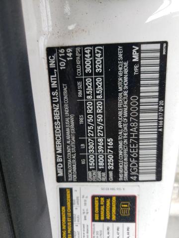 4JGDF6EE7HA870000 - 2017 MERCEDES-BENZ GLS 450 4MATIC WHITE photo 13