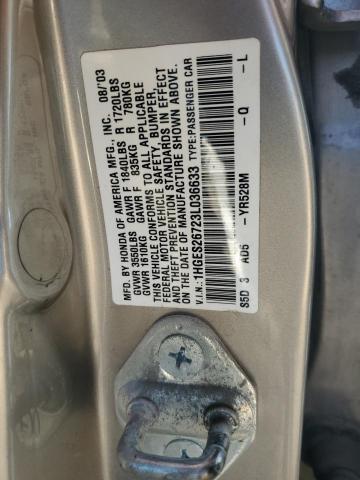 1HGES26723L036633 - 2003 HONDA CIVIC EX GOLD photo 12