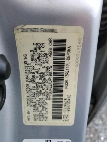 5YFBU4EEXDP196775 - 2013 TOYOTA COROLLA BASE Серебристый фото 12