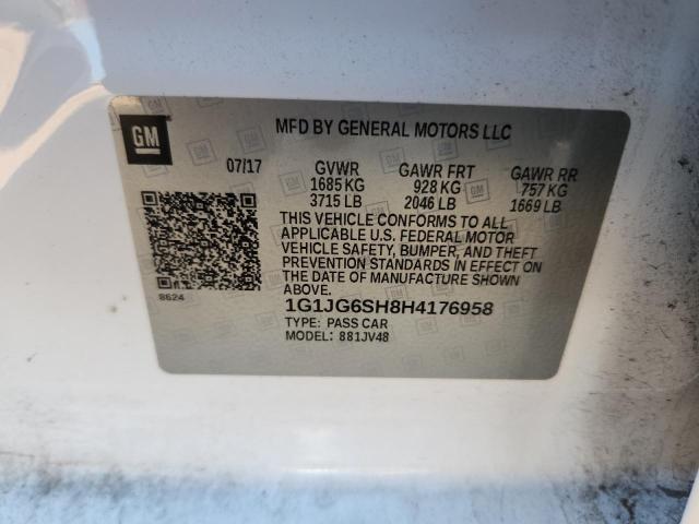 1G1JG6SH8H4176958 - 2017 CHEVROLET SONIC WHITE photo 14