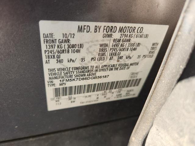 1FM5K7D86DGB56187 - 2013 FORD EXPLORER XLT Boz foto 13