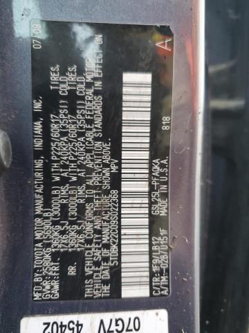 5TDBK22C09S022368 - 2009 TOYOTA SIENNA XLE Mavi foto 14