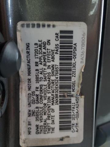 1NXBR32EX5Z476857 - 2005 TOYOTA COROLLA CE 灰色 照片 12