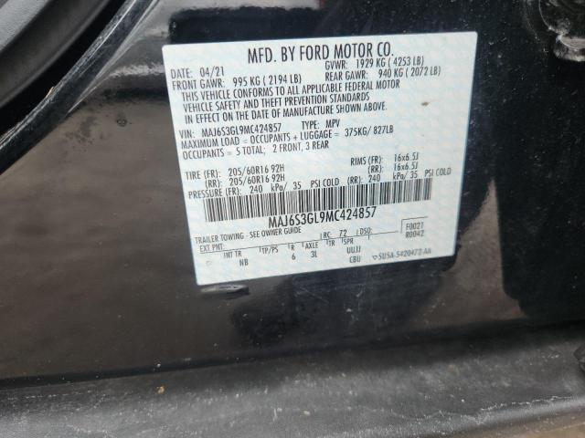 MAJ6S3GL9MC424857 - 2021 FORD ECOSPORT SE Negro foto 12