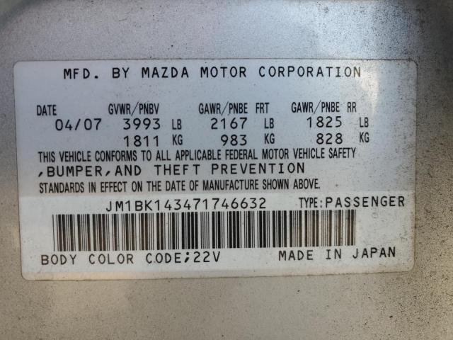 JM1BK143471746632 - 2007 MAZDA 3 HATCHBACK Argent photo 13