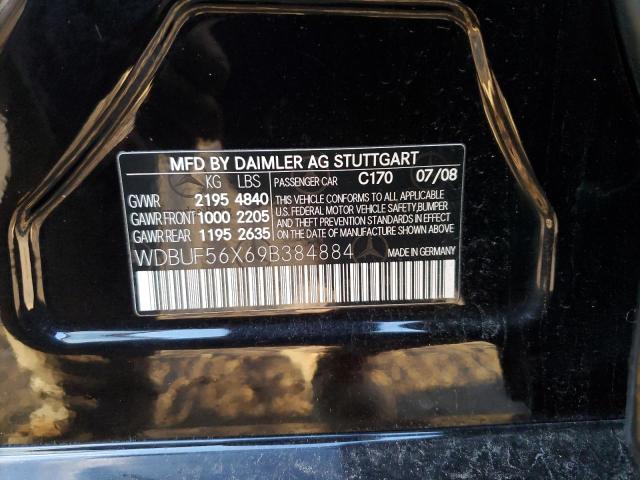 WDBUF56X69B384884 - 2009 MERCEDES-BENZ E 350 BLACK photo 12