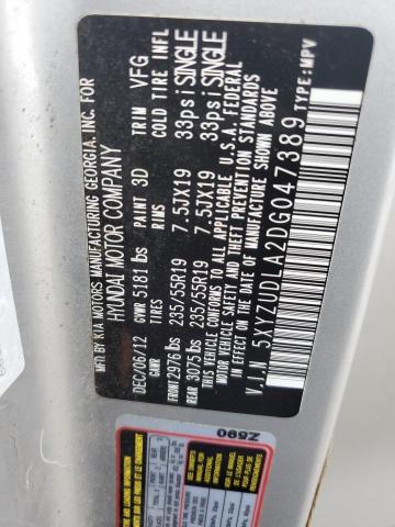 5XYZUDLA2DG047389 - 2013 HYUNDAI SANTA FE S SILVER photo 13