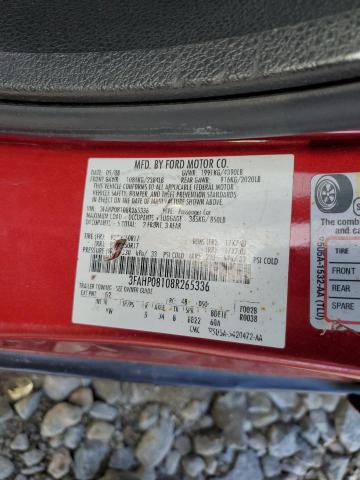 3FAHP08108R265336 - 2008 FORD FUSION SEL RED photo 12