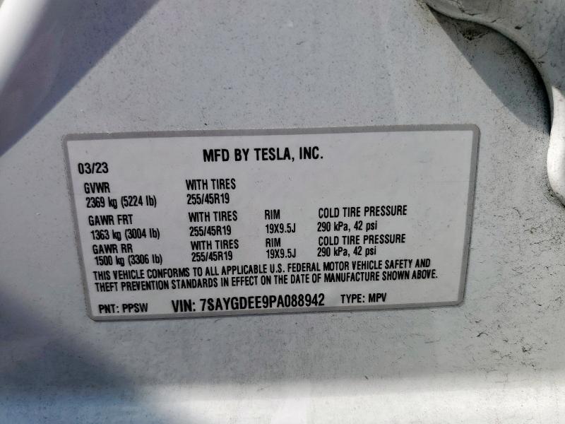 7SAYGDEE9PA088942 - 2023 TESLA MODEL Y Սպիտակ լուսանկար 13