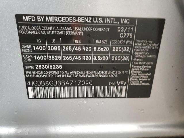 4JGBB8GB3BA717090 - 2011 MERCEDES-BENZ ML 350 4MATIC SILVER photo 14