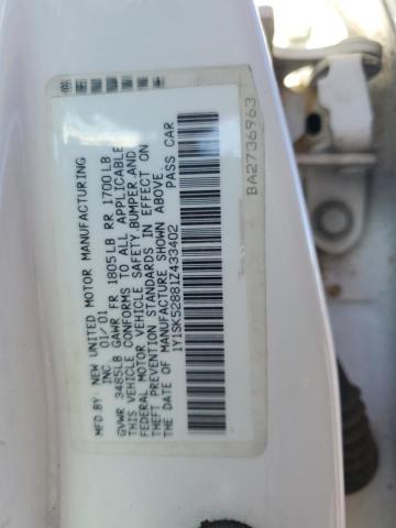 1Y1SK52881Z433402 - 2001 CHEVROLET GEO PRIZM BASE WHITE photo 12