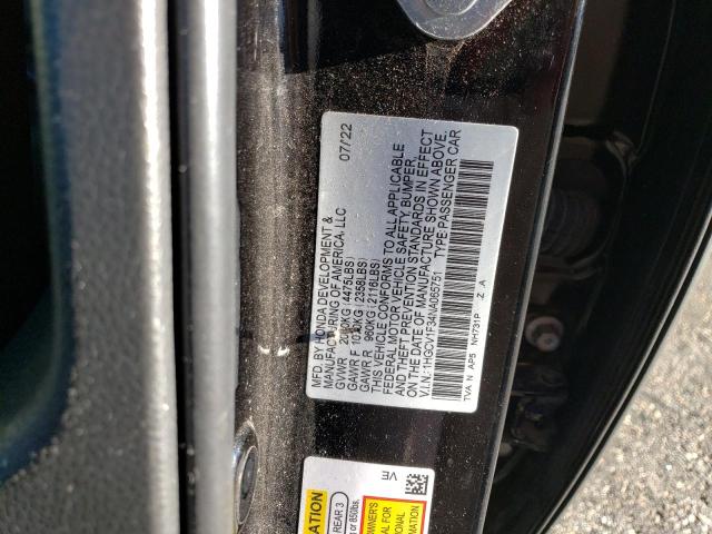 1HGCV1F34NA065751 - 2022 HONDA ACCORD SPORT BLACK photo 12