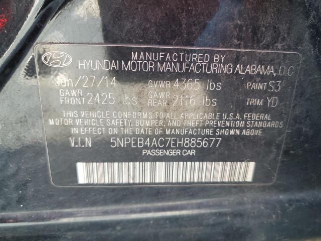 5NPEB4AC7EH885677 - 2014 HYUNDAI SONATA GLS BLACK photo 12