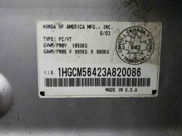 1HGCM56423A820086 - 2003 HONDA ACCORD LX SILVER photo 12