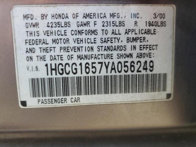 1HGCG1657YA056249 - 2000 HONDA ACCORD EX SILVER photo 12