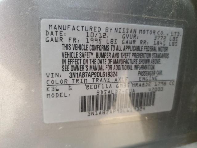 3N1AB7AP9DL619324 - 2013 NISSAN SENTRA S 银色 照片 12