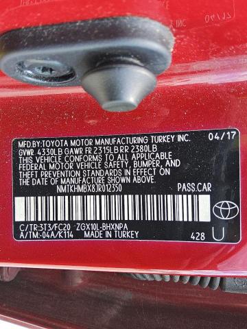 NMTKHMBX8JR012350 - 2018 TOYOTA C-HR XLE Qırmızı foto 12