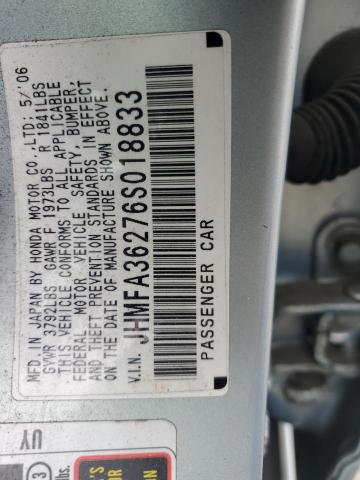 JHMFA36276S018833 - 2006 HONDA CIVIC HYBRID 蓝色 照片 12