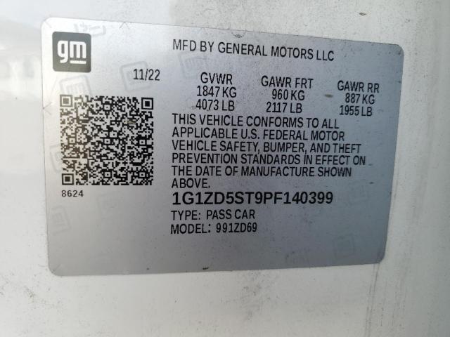 1G1ZD5ST9PF140399 - 2023 CHEVROLET MALIBU LT Weiß Foto 13