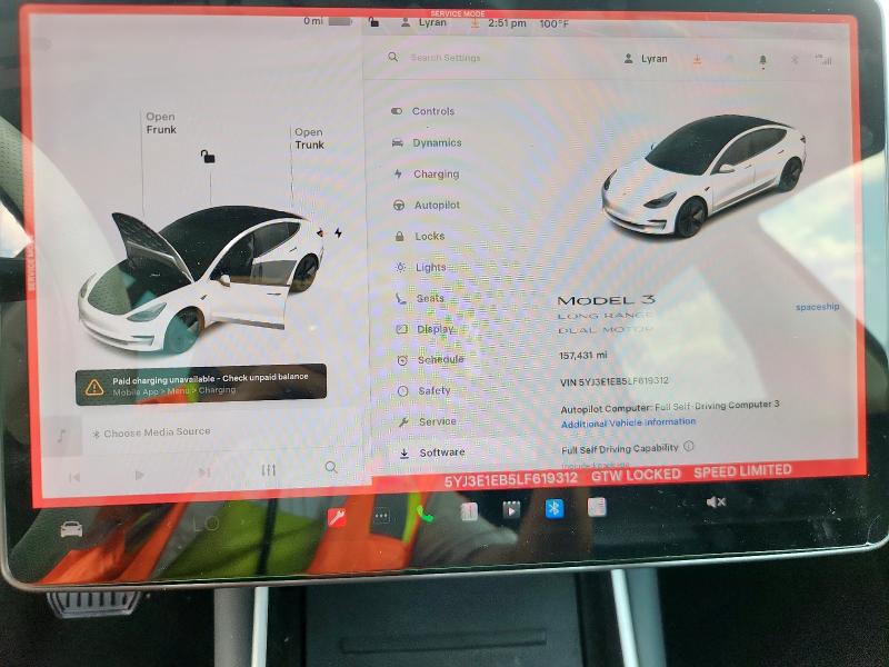 5YJ3E1EB5LF619312 - 2020 TESLA MODEL 3 白色 照片 9