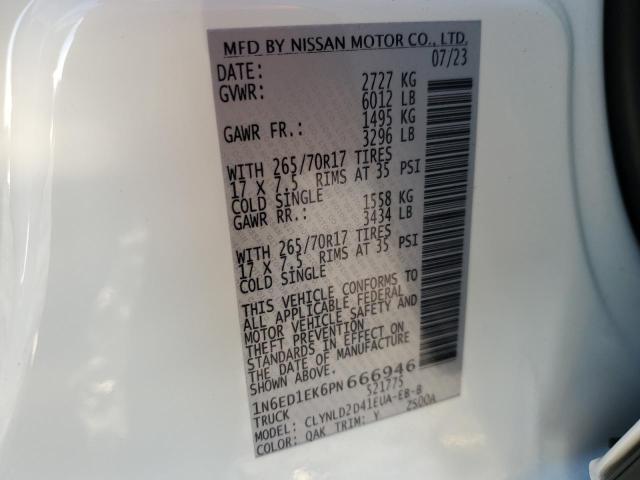 1N6ED1EK6PN666946 - 2023 NISSAN FRONTIER S WHITE photo 12