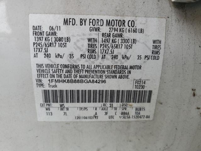 1FMHK8B88BGA84296 - 2011 FORD EXPLORER WHITE photo 13