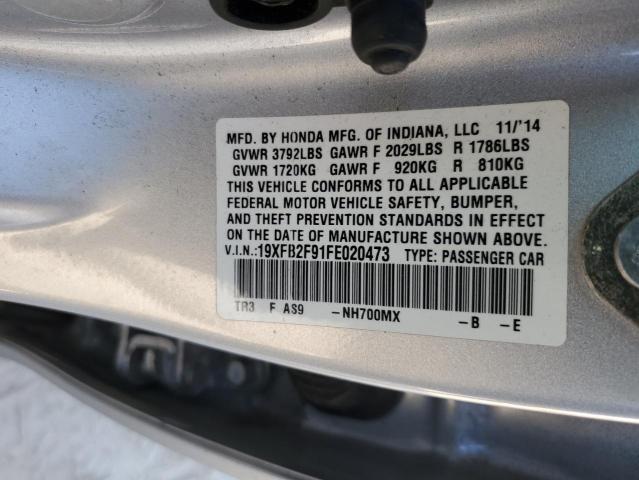 19XFB2F91FE020473 - 2015 HONDA CIVIC EXL Gümüş foto 13