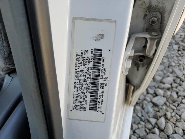 JTDBR32E042027783 - 2004 TOYOTA COROLLA CE თეთრი ფოტო 12
