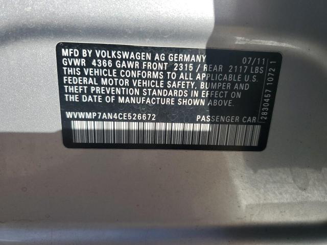 WVWMP7AN4CE526672 - 2012 VOLKSWAGEN CC SPORT Gümüş foto 12
