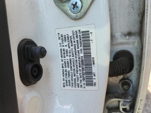 19XFB2F59FE006074 - 2015 HONDA CIVIC LX WHITE photo 12