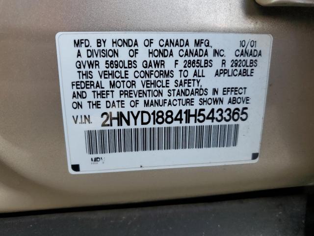 2HNYD18841H543365 - 2001 ACURA MDX TOURING GOLD photo 13