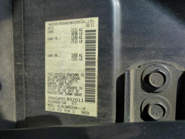 1N4AA5APXCC802011 - 2012 NISSAN MAXIMA S GRAY photo 13