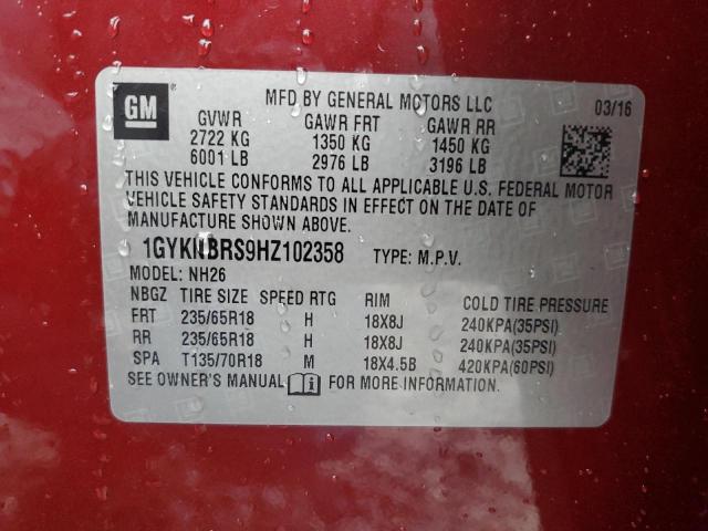 1GYKNBRS9HZ102358 - 2017 CADILLAC XT5 LUXURY RED photo 13