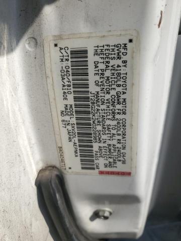 JT2BG22K2W0228985 - 1998 TOYOTA CAMRY CE WHITE photo 12