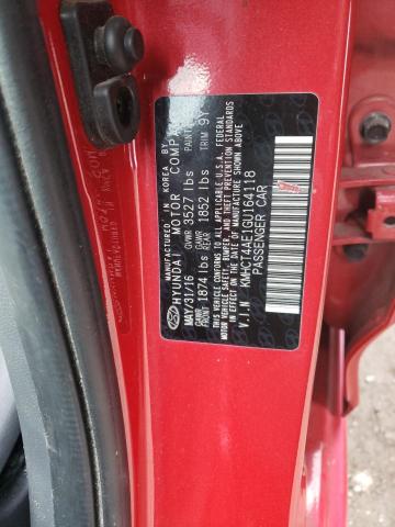 KMHCT4AE1GU164118 - 2016 HYUNDAI ACCENT SE RED photo 12