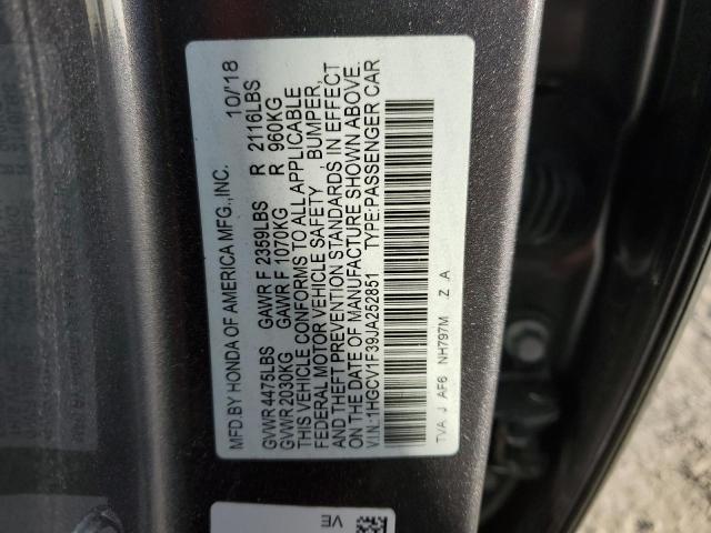 1HGCV1F39JA252851 - 2018 HONDA ACCORD SPORT GRAY photo 13