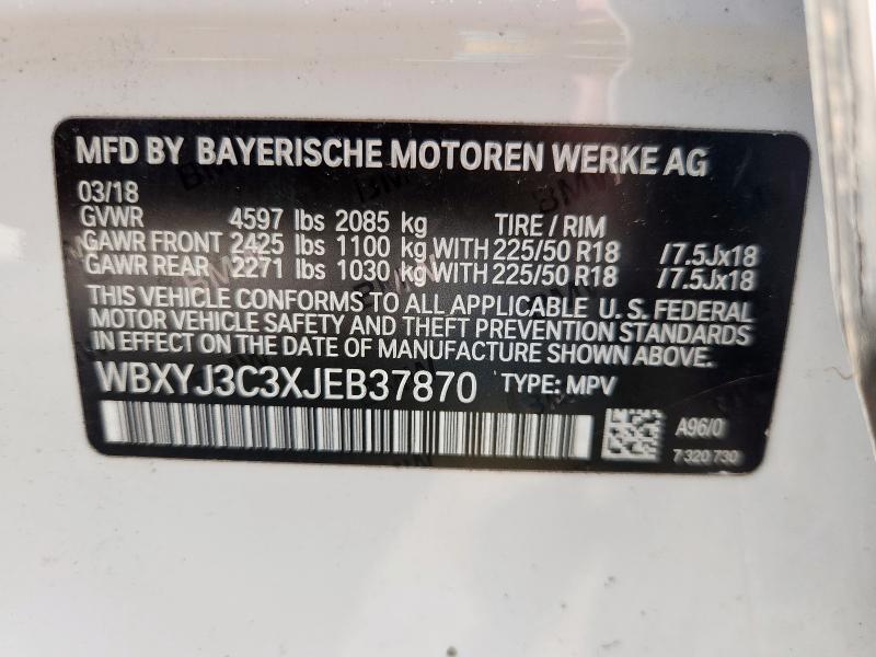 WBXYJ3C3XJEB37870 - 2018 BMW X2 SDRIVE28I თეთრი ფოტო 13