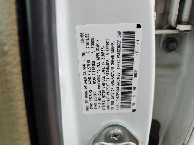 1HGCP36819A009466 - 2009 HONDA ACCORD EXL Beyaz fotoğraf 12