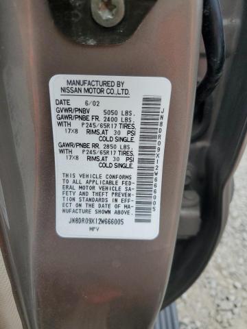 JN8DR09X12W666005 - 2002 NISSAN PATHFINDER LE TAN photo 13