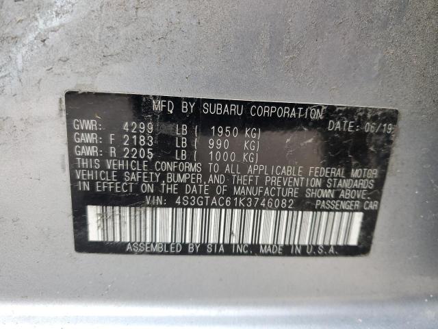 4S3GTAC61K3746082 - 2019 SUBARU IMPREZA PREMIUM SILVER photo 12