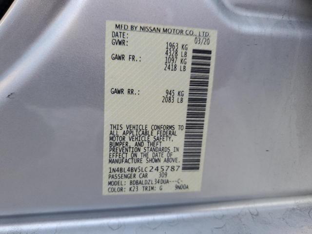 1N4BL4BV5LC245787 - 2020 NISSAN ALTIMA S SILVER photo 12