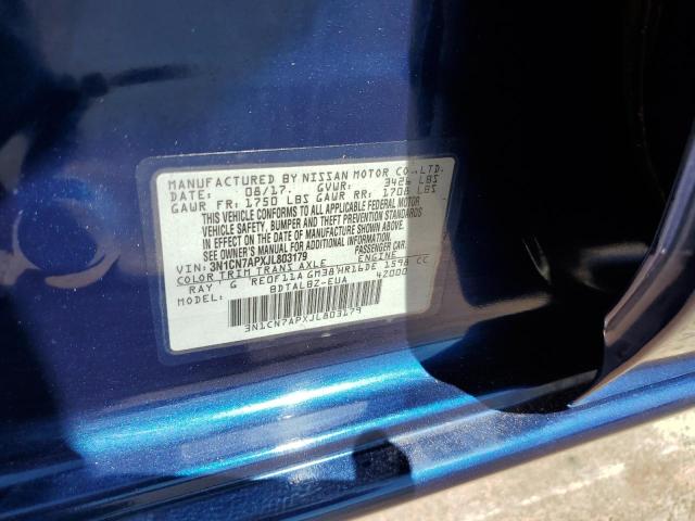 3N1CN7APXJL803179 - 2018 NISSAN VERSA S Синій фото 12