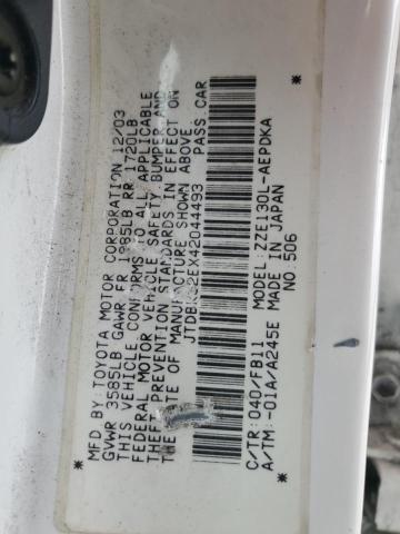 JTDBR32EX42044493 - 2004 TOYOTA COROLLA CE WHITE photo 13