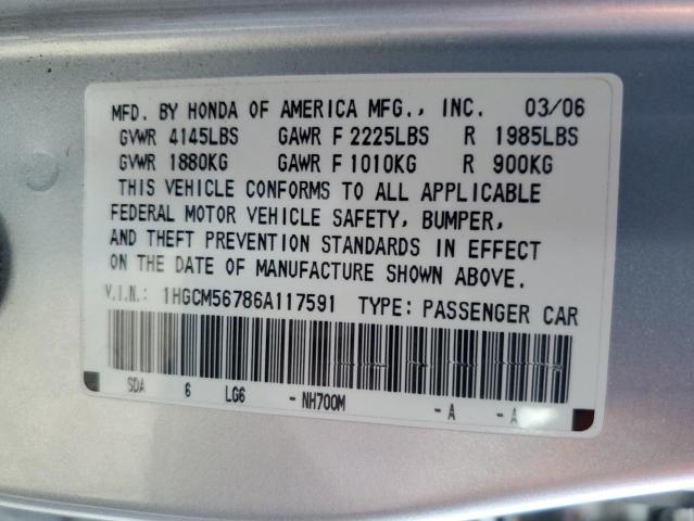 1HGCM56786A117591 - 2006 HONDA ACCORD EX SILVER photo 12