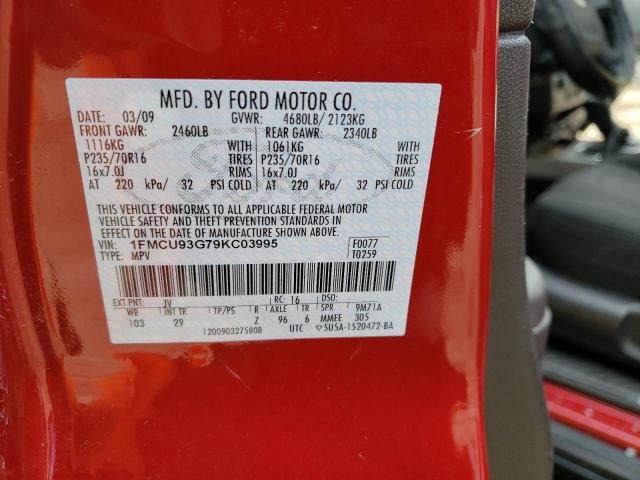 1FMCU93G79KC03995 - 2009 FORD ESCAPE XLT RED photo 14