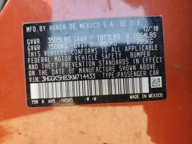 3HGGK5H83KM714433 - 2019 HONDA FIT EX 橙色 照片 13